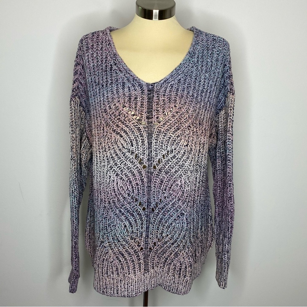 Christopher & Banks Multicolor Marled Shaker Stitch Sweater